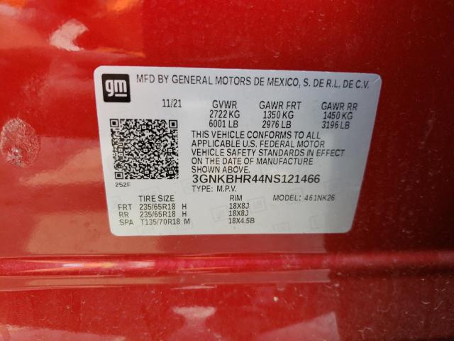 Photo 12 VIN: 3GNKBHR44NS121466 - CHEVROLET BLAZER 2LT 