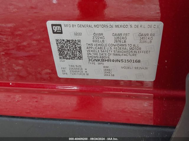 Photo 8 VIN: 3GNKBHR49NS150168 - CHEVROLET BLAZER 