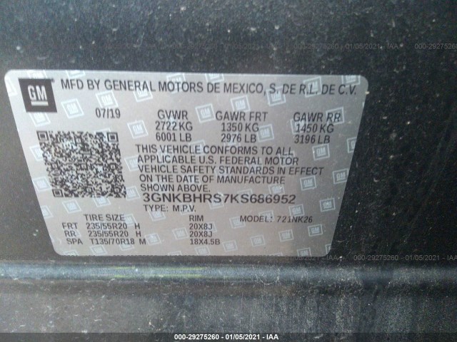 Photo 8 VIN: 3GNKBHRS7KS686952 - CHEVROLET BLAZER 