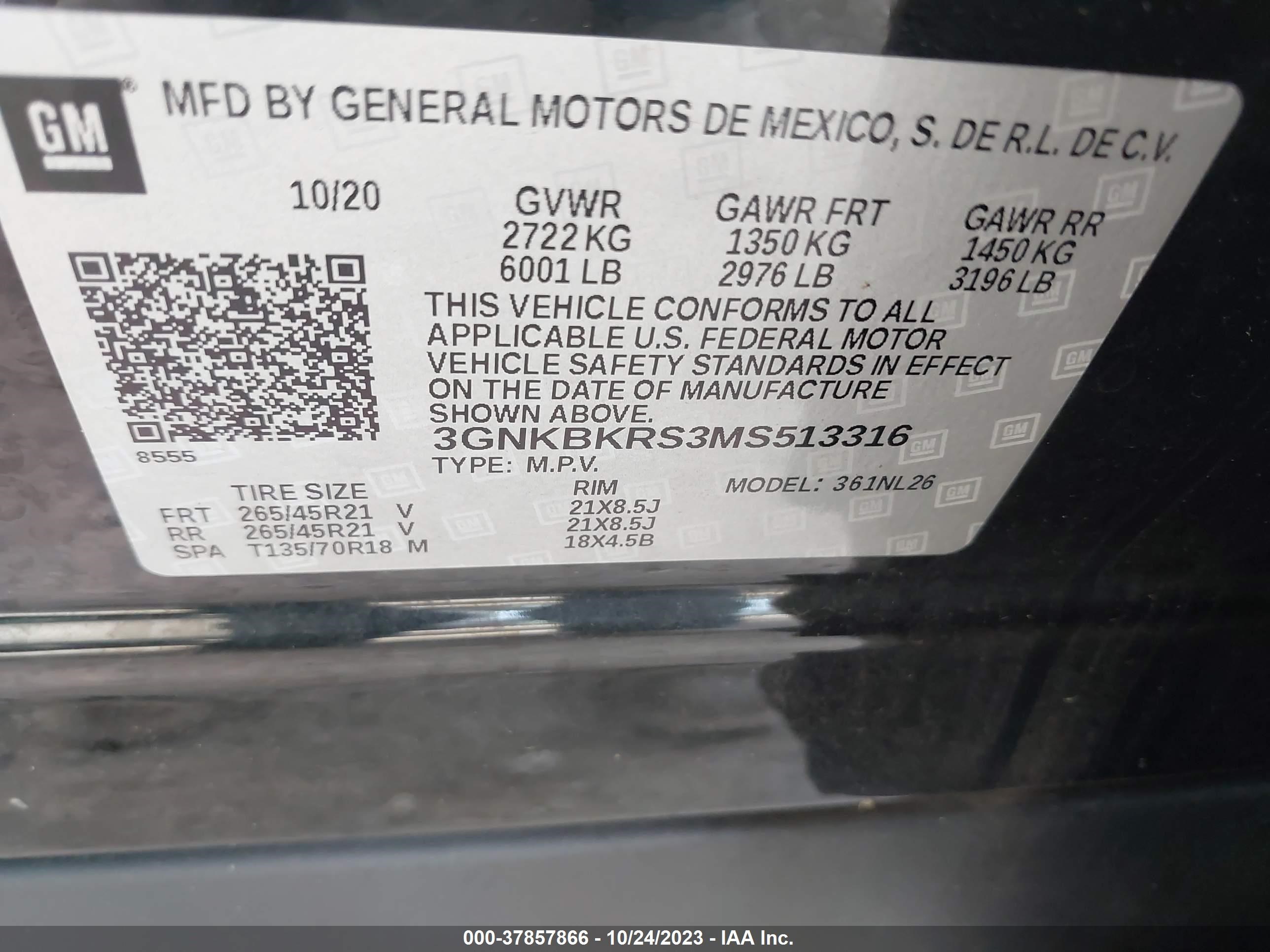 Photo 8 VIN: 3GNKBKRS3MS513316 - CHEVROLET BLAZER 