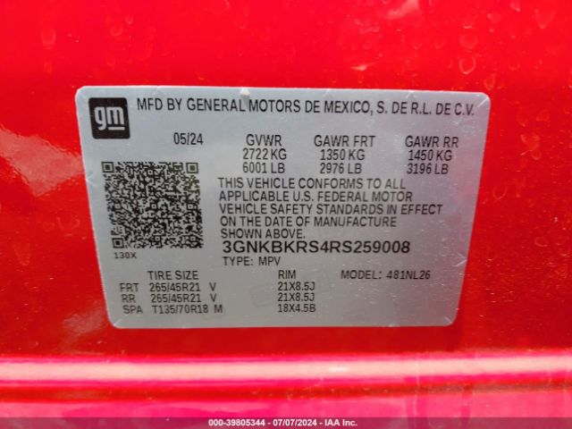 Photo 8 VIN: 3GNKBKRS4RS259008 - CHEVROLET BLAZER 