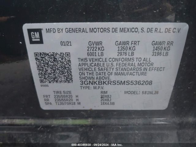 Photo 8 VIN: 3GNKBKRS5MS536208 - CHEVROLET BLAZER 