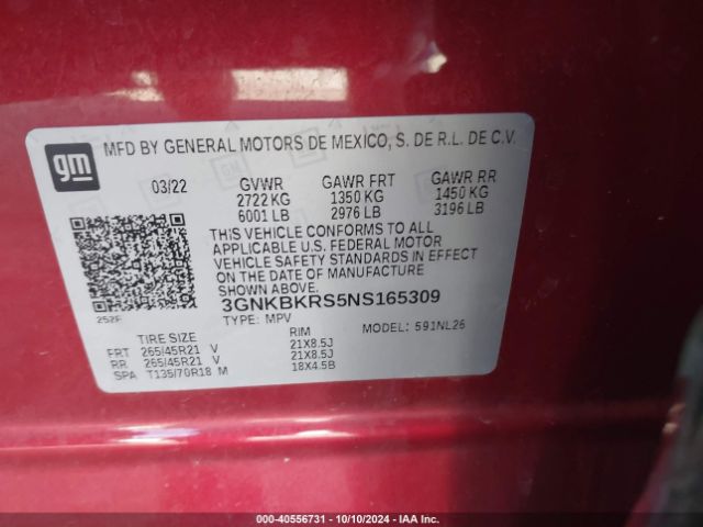 Photo 8 VIN: 3GNKBKRS5NS165309 - CHEVROLET BLAZER 