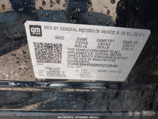 Photo 8 VIN: 3GNKBKRS6NS213545 - CHEVROLET BLAZER 