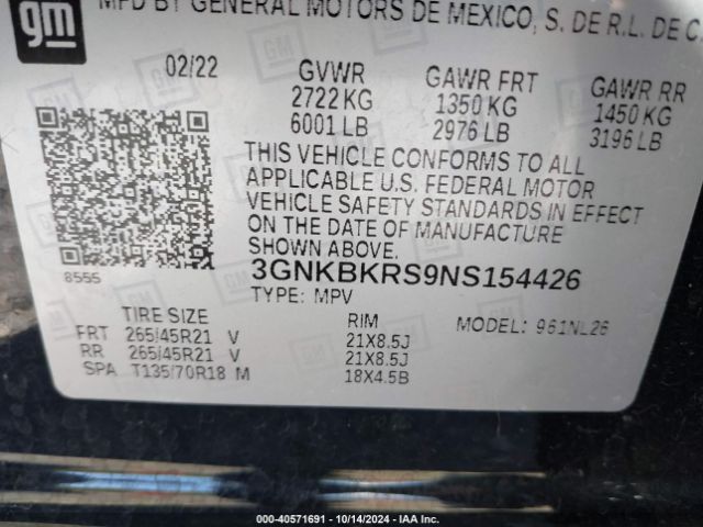 Photo 8 VIN: 3GNKBKRS9NS154426 - CHEVROLET BLAZER 