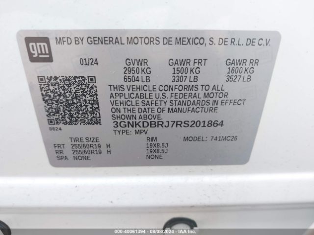 Photo 8 VIN: 3GNKDBRJ7RS201864 - CHEVROLET BLAZER EV 