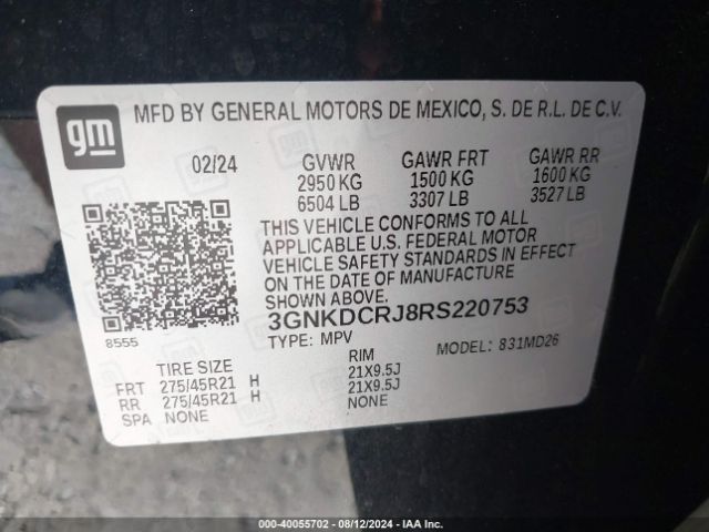 Photo 8 VIN: 3GNKDCRJ8RS220753 - CHEVROLET BLAZER EV 