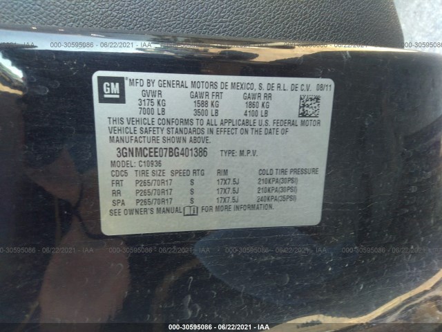 Photo 8 VIN: 3GNMCEE07BG401386 - CHEVROLET AVALANCHE 