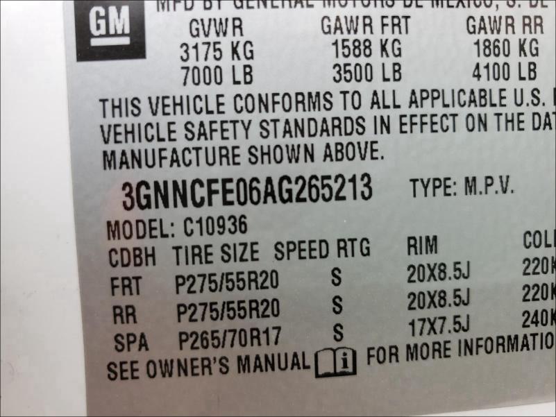 Photo 9 VIN: 3GNNCFE06AG265213 - CHEVROLET AVALANCHE 