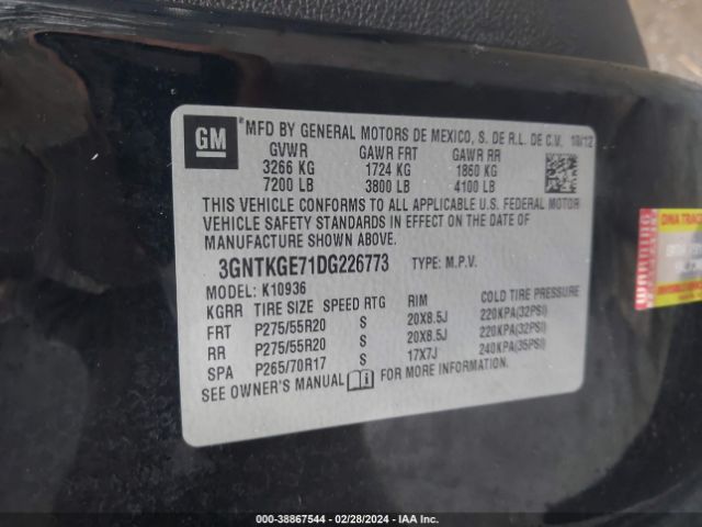 Photo 8 VIN: 3GNTKGE71DG226773 - CHEVROLET AVALANCHE 