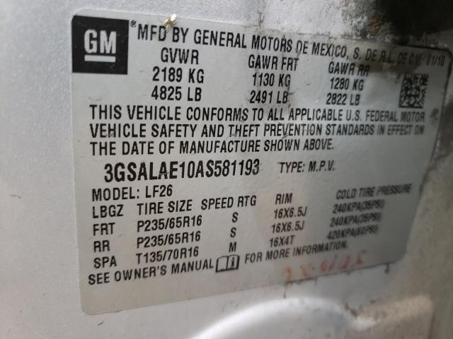 Photo 9 VIN: 3GSALAE10AS581193 - SATURN VUE XE 