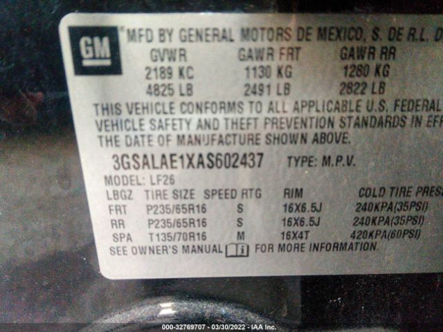 Photo 8 VIN: 3GSALAE1XAS602437 - SATURN VUE 