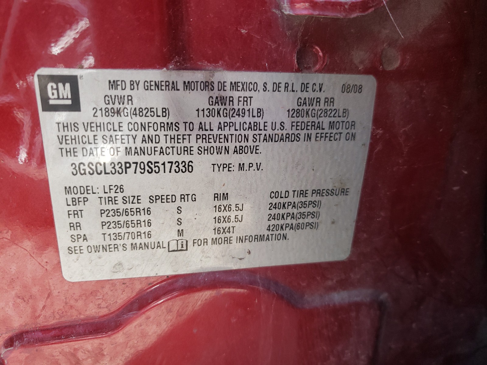 Photo 9 VIN: 3GSCL33P79S517336 - SATURN VUE XE 