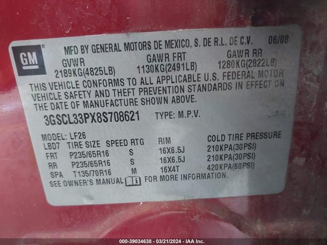 Photo 8 VIN: 3GSCL33PX8S708621 - SATURN VUE 