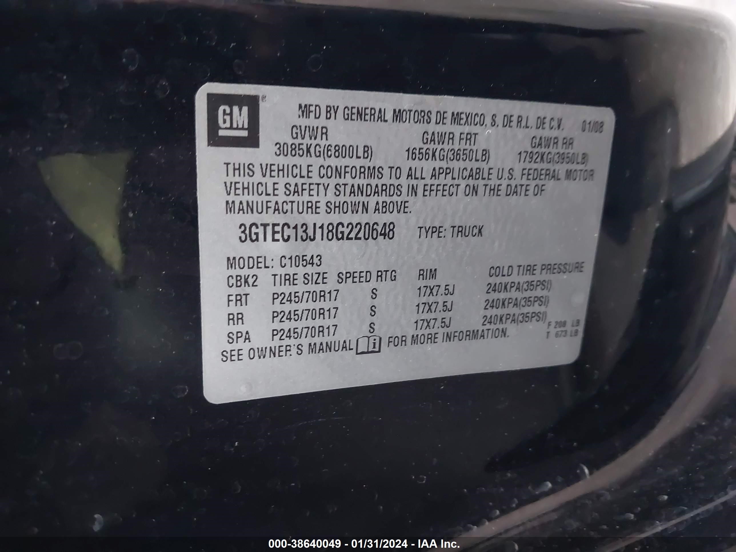 Photo 8 VIN: 3GTEC13J18G220648 - GMC SIERRA 