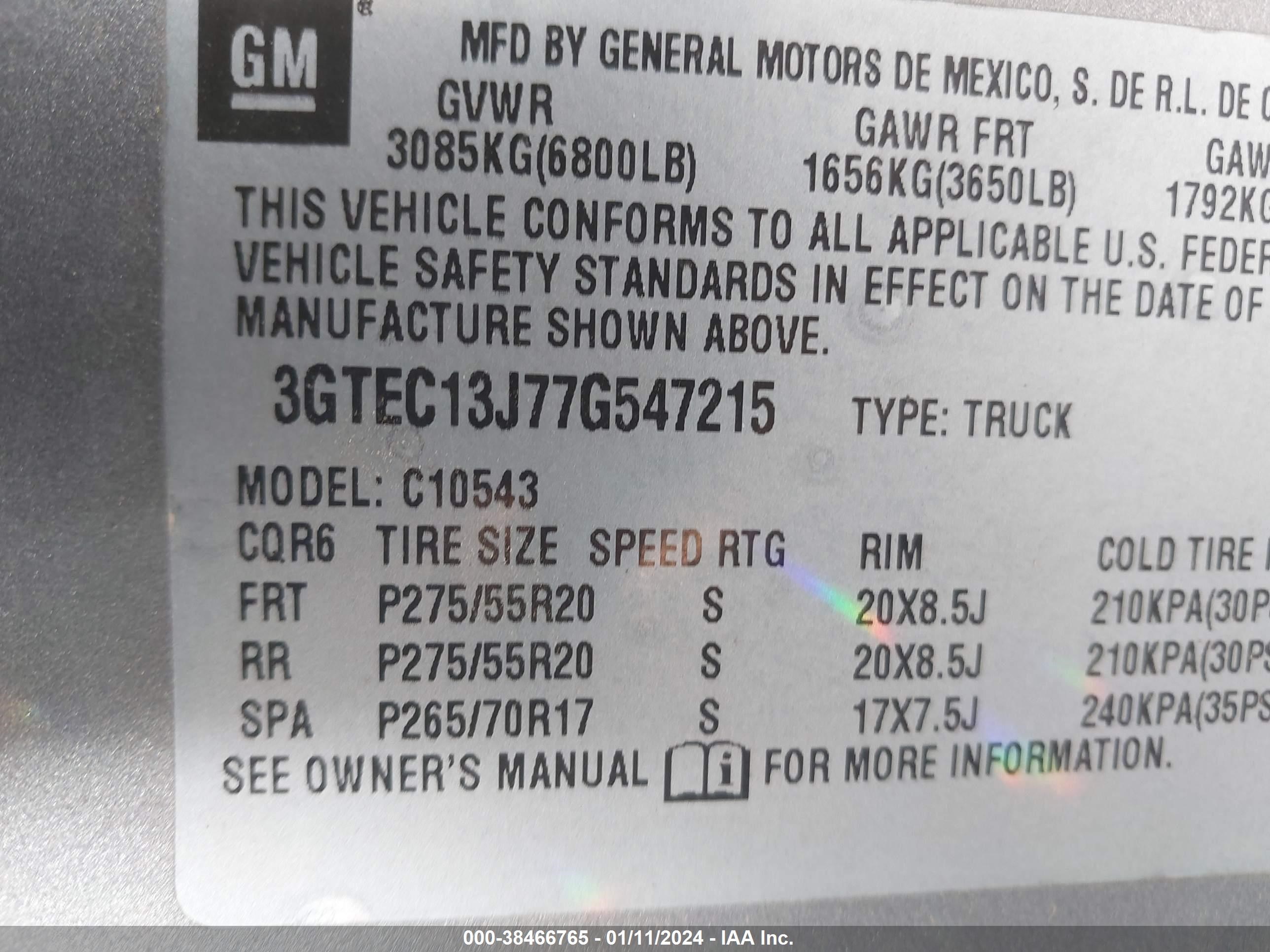 Photo 8 VIN: 3GTEC13J77G547215 - GMC SIERRA 