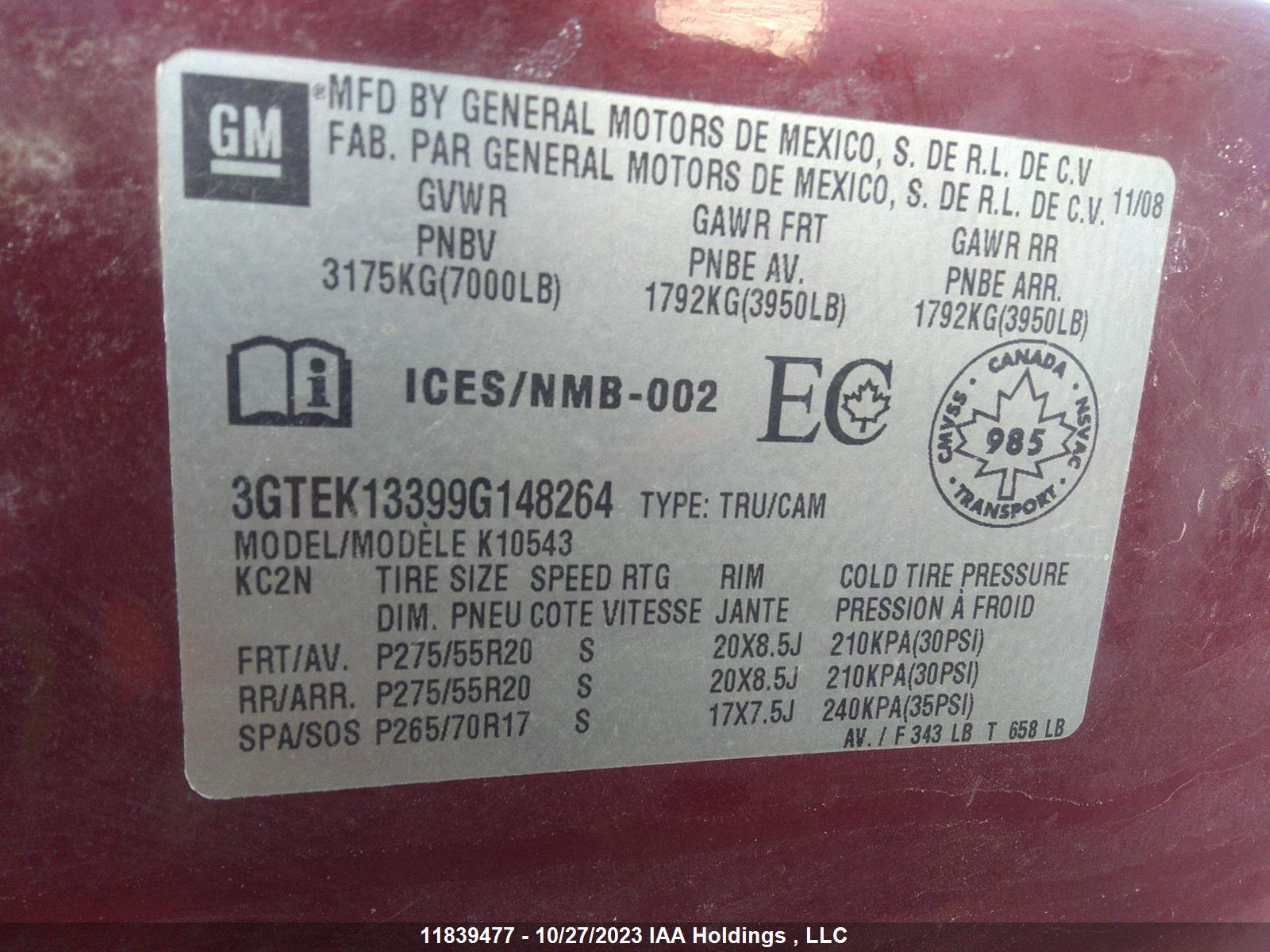 Photo 8 VIN: 3GTEK13399G148264 - GMC SIERRA 