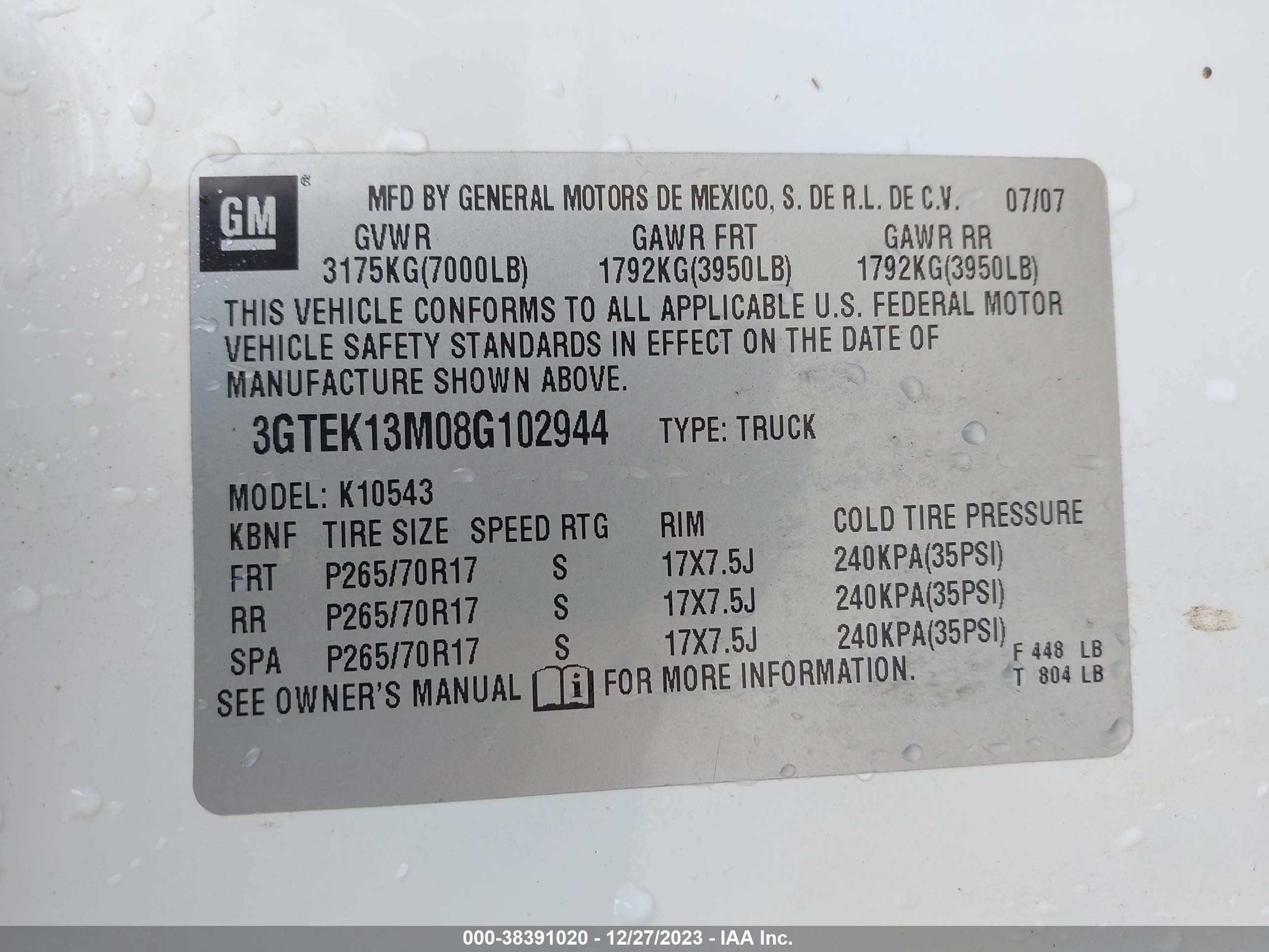 Photo 8 VIN: 3GTEK13M08G102944 - GMC SIERRA 