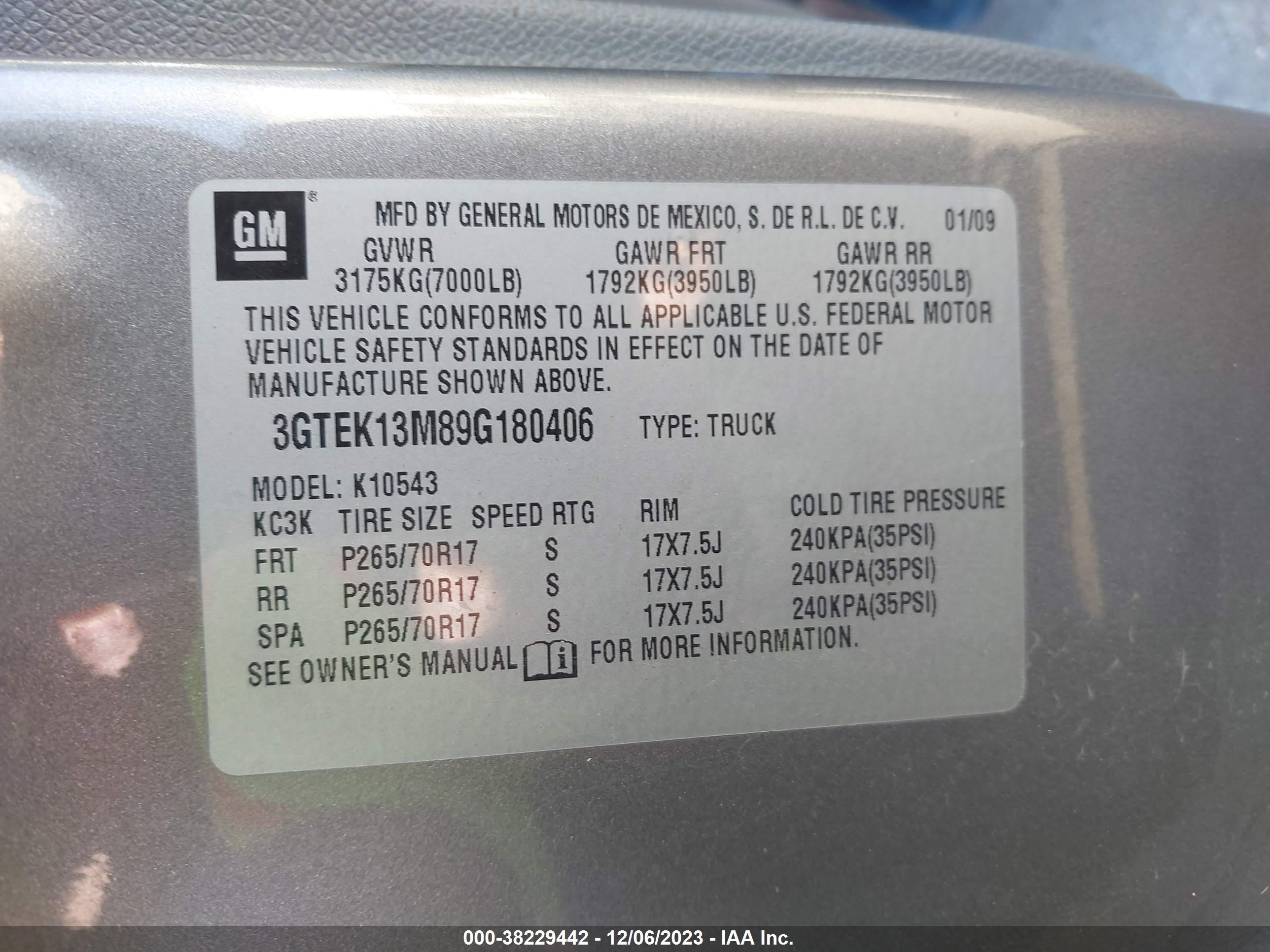 Photo 8 VIN: 3GTEK13M89G180406 - GMC SIERRA 