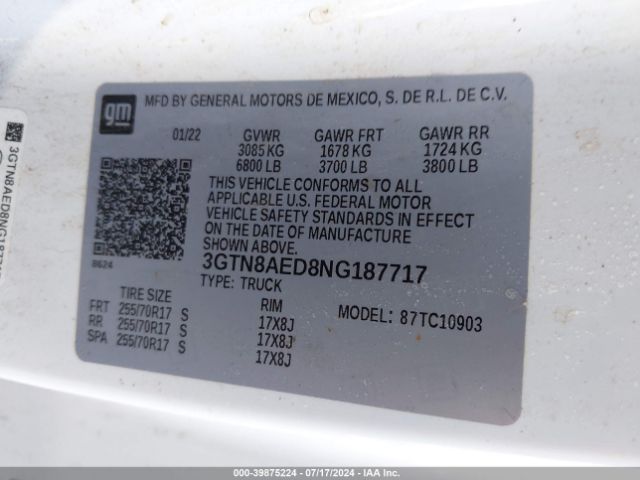 Photo 8 VIN: 3GTN8AED8NG187717 - GMC SIERRA LIMITED 