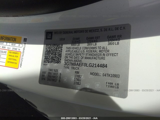 Photo 8 VIN: 3GTN9AEF0LG214484 - GMC SIERRA 1500 