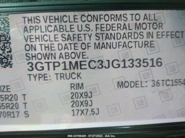 Photo 8 VIN: 3GTP1MEC3JG133516 - GMC SIERRA 1500 