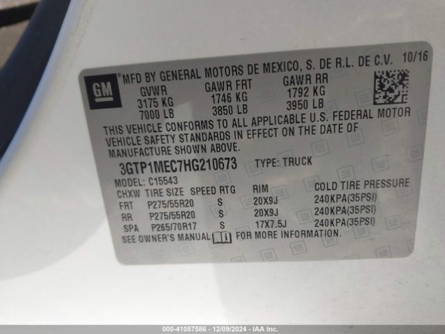 Photo 8 VIN: 3GTP1MEC7HG210673 - GMC SIERRA 