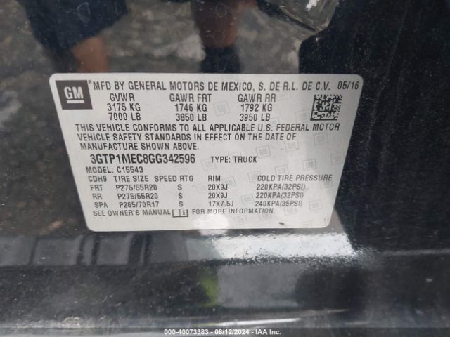 Photo 8 VIN: 3GTP1MEC8GG342596 - GMC SIERRA 