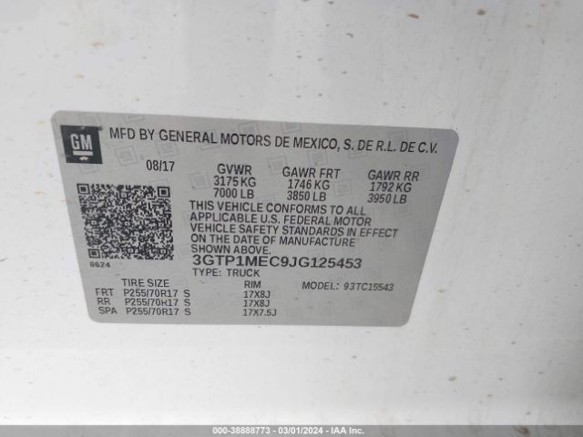 Photo 8 VIN: 3GTP1MEC9JG125453 - GMC SIERRA 1500 