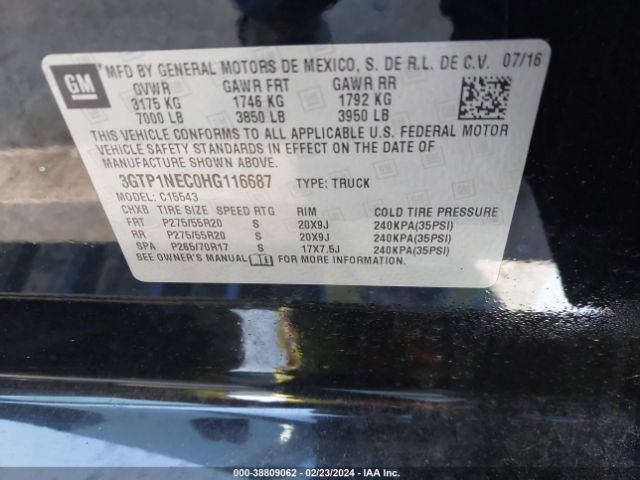 Photo 8 VIN: 3GTP1NEC0HG116687 - GMC SIERRA 1500 