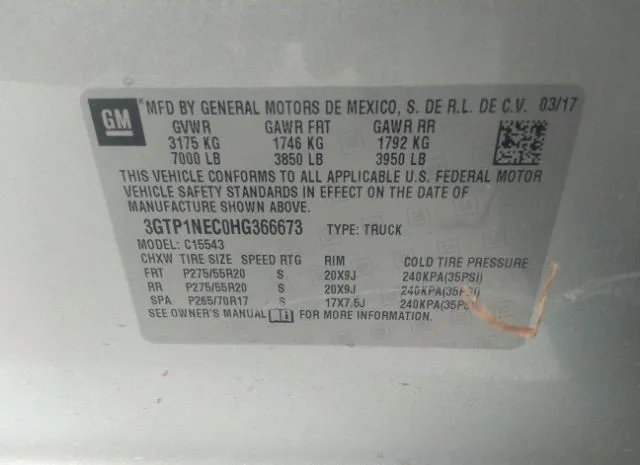 Photo 8 VIN: 3GTP1NEC0HG366673 - GMC SIERRA 1500 