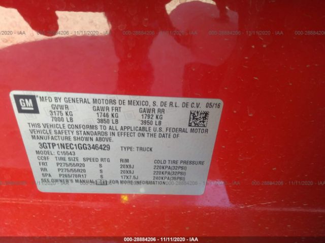 Photo 8 VIN: 3GTP1NEC1GG346429 - GMC SIERRA 