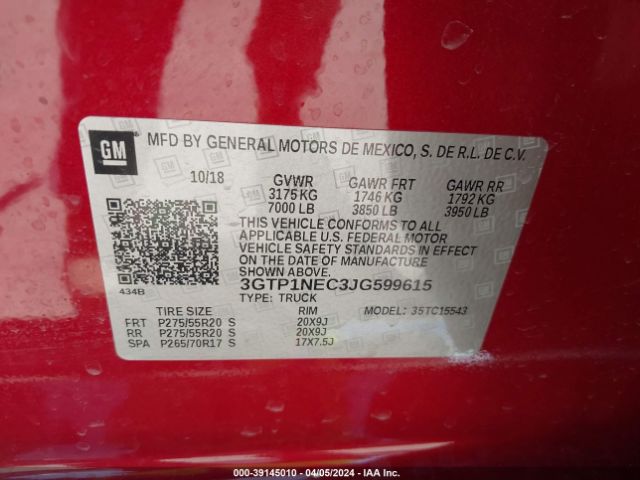 Photo 8 VIN: 3GTP1NEC3JG599615 - GMC SIERRA 1500 