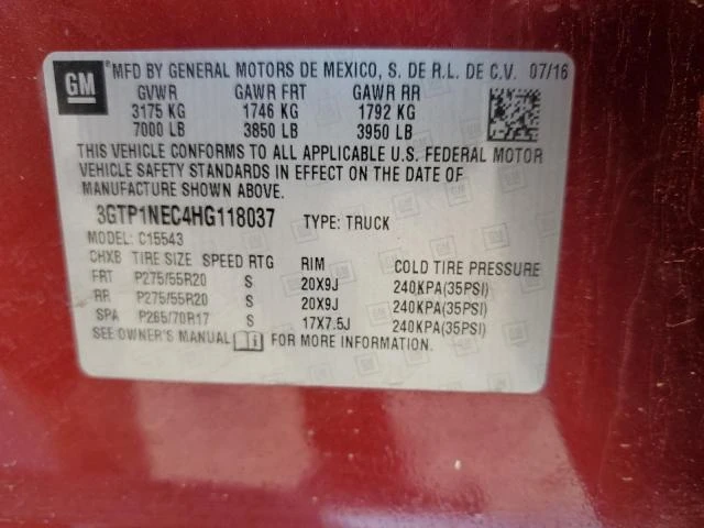 Photo 11 VIN: 3GTP1NEC4HG118037 - GMC SIERRA C15 