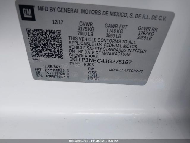 Photo 8 VIN: 3GTP1NEC4JG275167 - GMC SIERRA 1500 