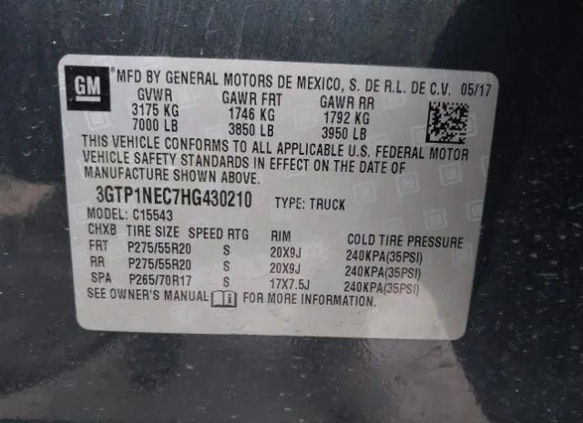 Photo 8 VIN: 3GTP1NEC7HG430210 - GMC SIERRA 1500 