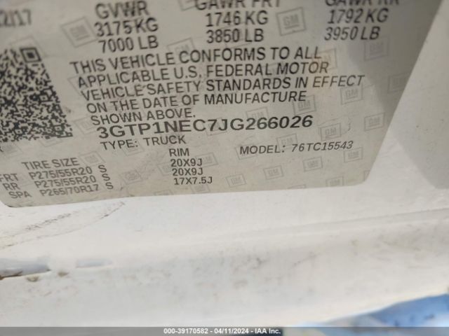 Photo 8 VIN: 3GTP1NEC7JG266026 - GMC SIERRA 