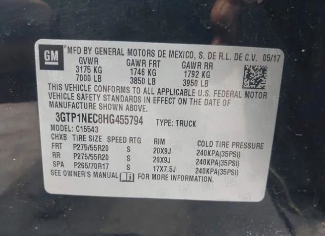 Photo 8 VIN: 3GTP1NEC8HG455794 - GMC SIERRA 1500 