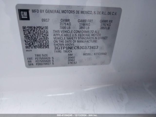 Photo 8 VIN: 3GTP1NEC9JG173413 - GMC SIERRA 