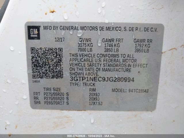 Photo 8 VIN: 3GTP1NEC9JG280994 - GMC SIERRA 1500 