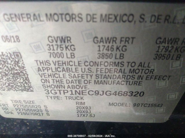 Photo 8 VIN: 3GTP1NEC9JG468320 - GMC SIERRA 