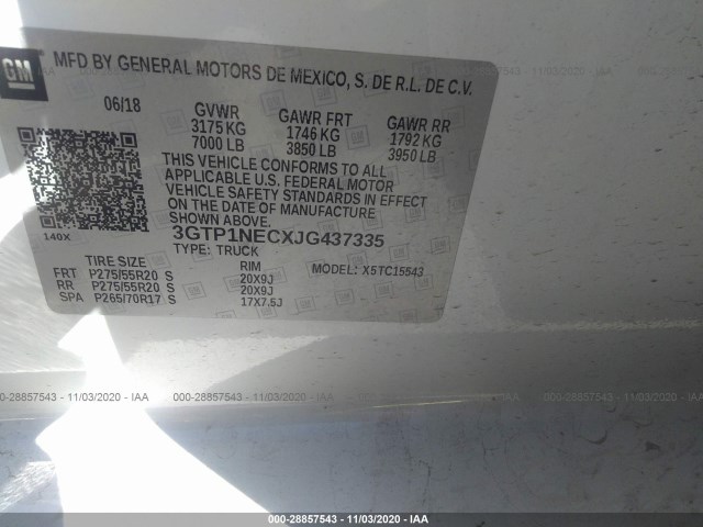 Photo 8 VIN: 3GTP1NECXJG437335 - GMC SIERRA 1500 