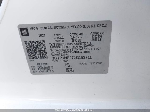 Photo 8 VIN: 3GTP1NEJ7JG153711 - GMC SIERRA 1500 