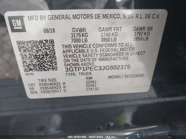 Photo 8 VIN: 3GTP1PEC3JG502375 - GMC SIERRA 1500 