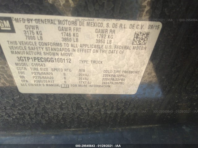 Photo 8 VIN: 3GTP1PEC9GG100112 - GMC SIERRA 1500 