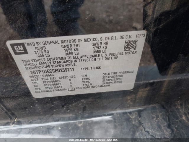 Photo 8 VIN: 3GTP1UEC0EG259211 - GMC SIERRA 1500 