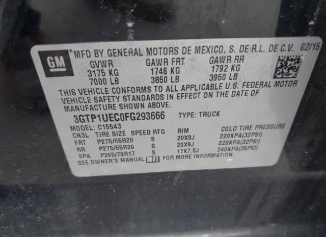 Photo 8 VIN: 3GTP1UEC0FG293666 - GMC SIERRA 1500 