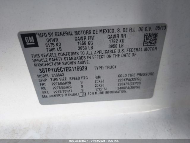 Photo 8 VIN: 3GTP1UEC1EG116929 - GMC SIERRA 1500 