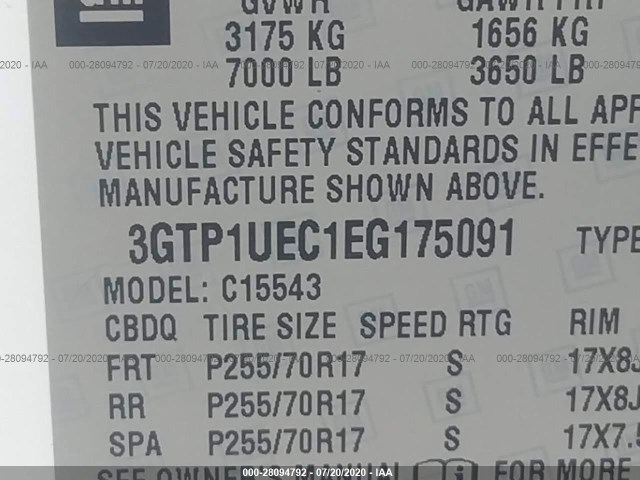 Photo 8 VIN: 3GTP1UEC1EG175091 - GMC SIERRA 1500 