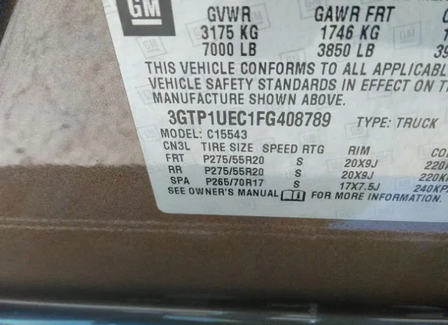 Photo 8 VIN: 3GTP1UEC1FG408789 - GMC SIERRA 1500 